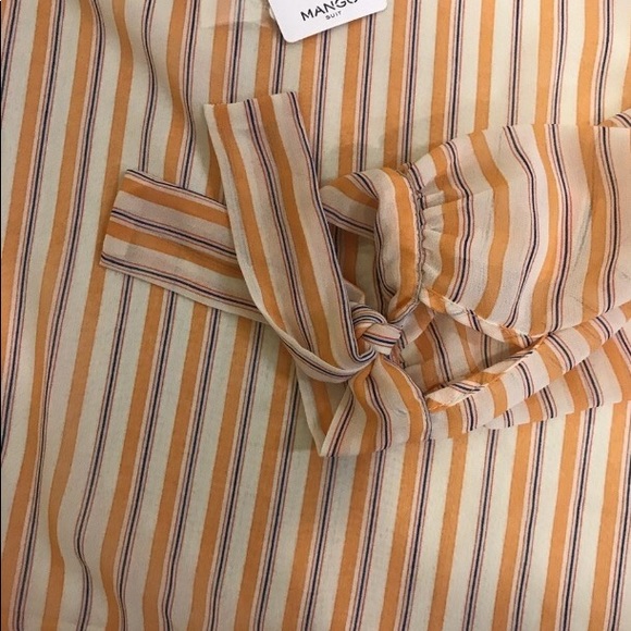 Mango Chiffon striped yellow blouse top NWT - Picture 6 of 8